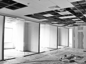 Ceiling Metal Frame. Tiled Office Ceiling.