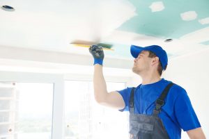 Gyprocker fixing crack in plasterboard commercial ceiling