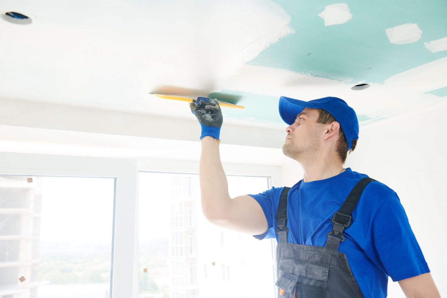 Gyprocker fixing crack in plasterboard commercial ceiling